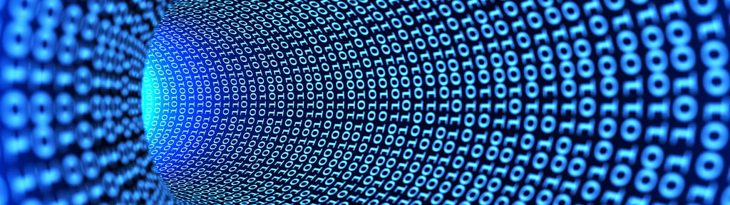 Abstract image of binary numbers stretching into a tunnel