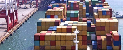 Containers on ship